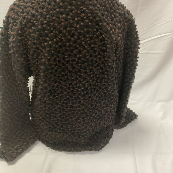 Private Circle Crewneck Pebbles Chocolate Saphire with Blue Sparkle Top. Size L - Picture 2 of 10